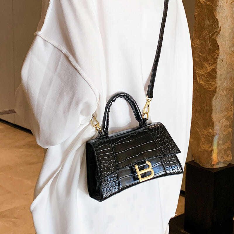 Designer Luxury Soft Top-Handle Tote Women Alligator Leather Hourglass Handbag Girl Metal Shoulder Messenger Bags Female