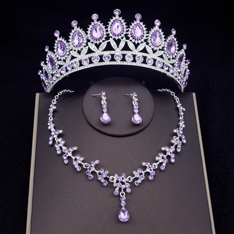Fashion Bridal Jewelry Sets Bride Tiara Crown Earring Set Necklace for Women Birthday Party Wedding jewelry Sets Accessories