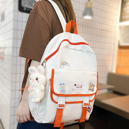 Cool Lady White Student Backpack Fashion Women Laptop Book Bag Trendy Cute Female College Backpack Girl Travel Kawaii School Bag