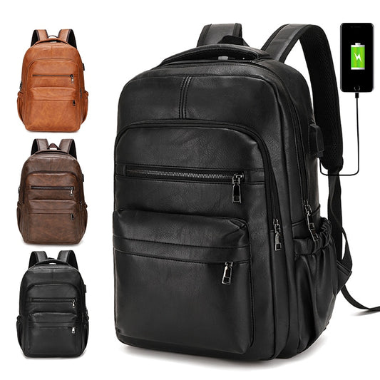 Hi-Q Men Backpack PU Leather Bagpack Large laptop Backpacks Male Mochilas Casual Schoolbag For Teenagers Boys Brown Black