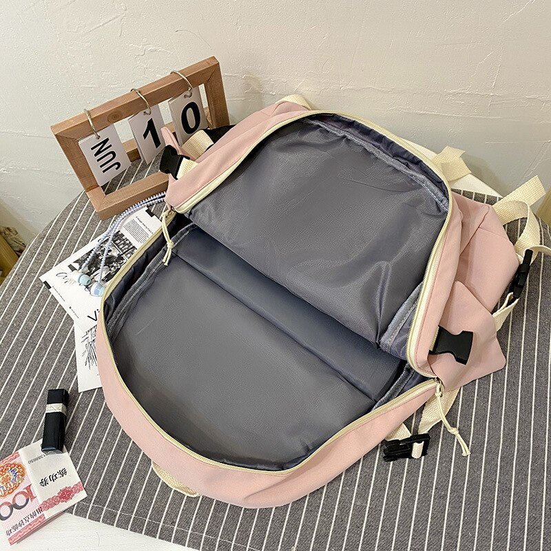 Canvas Large-capacity Junior High School Bag Lightweight Simple Travel   Backpack Backpacks for  Teenagers Girls