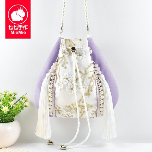 Original Antiquity Hanfu Crossbody Cloth Handbag Mori Style Ethnic Style with Ancient Costume Fairy Velvet Xiaohe Cloth Bag