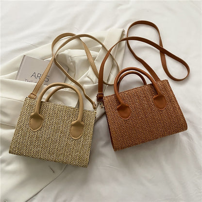 Fashion Women Summer Straw Crossbody Shoulder Bag Fashion Beach Rattan Handbag for Women Travel Shopping Purse