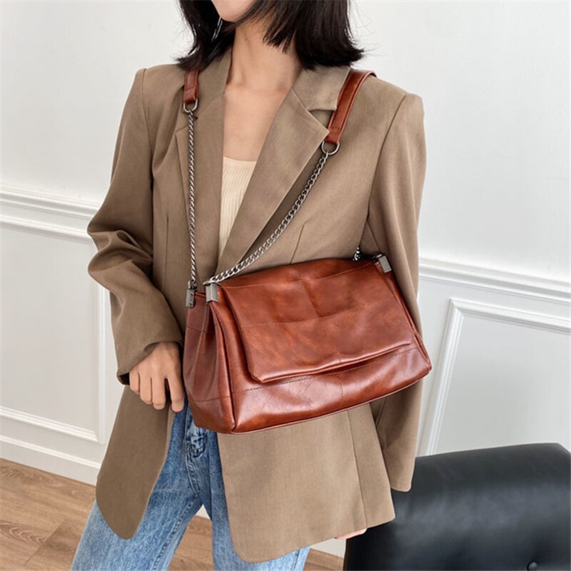 Handbags For Women Trend New fashion Large capacity female single shoulder bag chain Casual Black Soft PU Leather Crossbody Bags