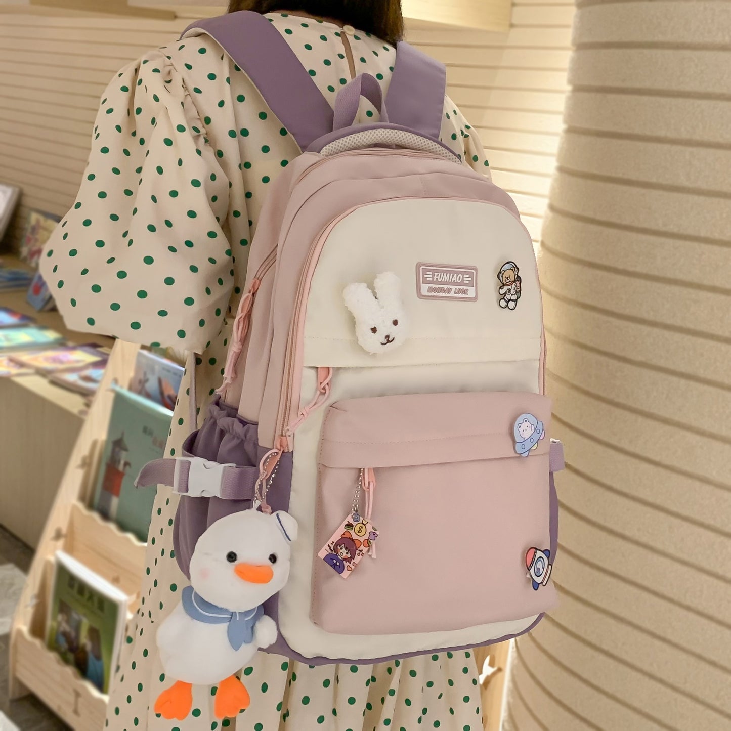 Trendy Lady Kawaii Badge Bag Female Cute Laptop College Backpack Fashion Women School Bag Girl Travel Harajuku Book Backpack New