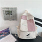 Preppy Panelled Waterproof Nylon Women Backpack Men Letter Printing Cool Travel Bag College Couples Big Schoolbag Kawaii Bookbag