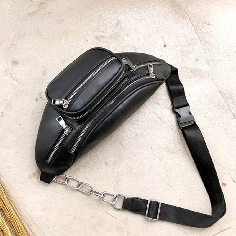 Casual Messenger Bag Fashion Women Waist Bag Chest Pack Bag Crossbody Sling Bag Purse PU Leather Handbags  Belt Bag