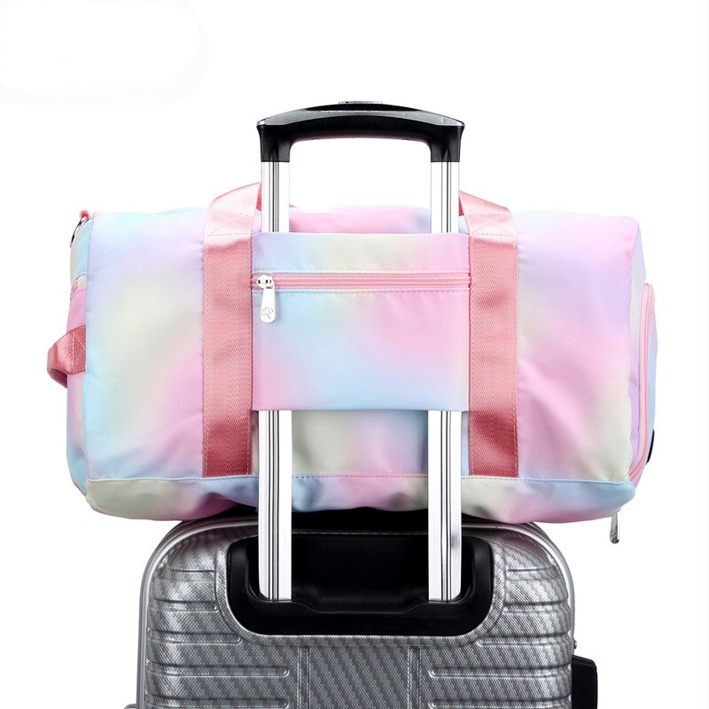 Fashion Sports Travel Bag Ladies Rainbow Gradient Gym Bag Yoga Bag Outing Travel Shoulder Messenger Bag
