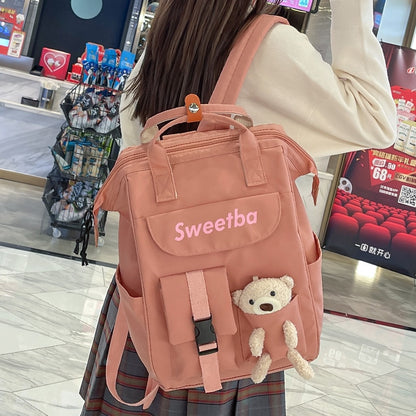 Women Green Laptop Book Bag New Girl Nylon Travel School Bag Kawaii Lady Student Backpack Trendy Female College Backpack Fashion