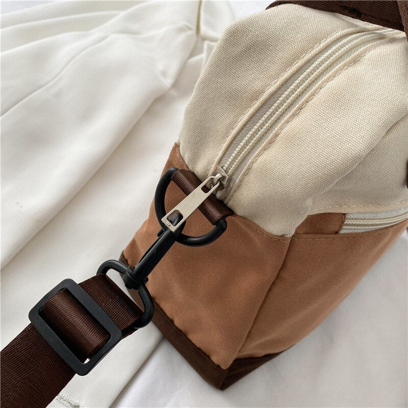 New Trend Women Canvas Shoulder Bag Large-capacity Tote Bag Crossbody Bags Female Handbag Canvas Reused Shopping Bag for Women