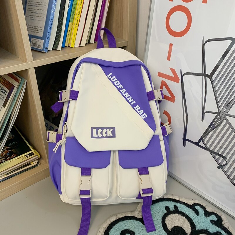 New Kawaii Letter Printing Women Backpack Fashion Waterproof Nylon Set Bag Rucksack Cool Schoolbag for Teen Girls Travel Mochila