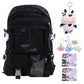 28GD Women Girls Student Cute Backpack Harajuku Japanese Style Aesthetic Multi-Pocket School Bag with Pendant Laptop Book Pack
