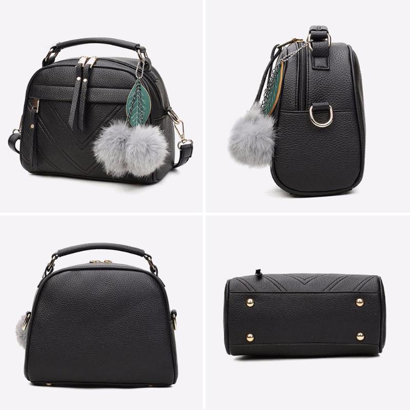 PU Leather Handbag For Women Girl Fashion Tassel Messenger Bags With Ball Bolsa Female Shoulder Bags Ladies Party Crossby Bag