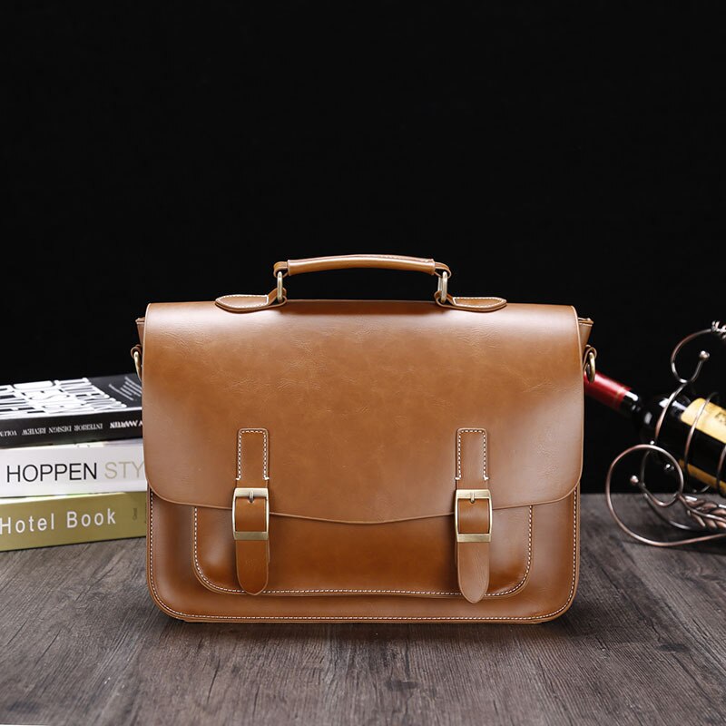 Brand Men Cambridge Bag High Quality Leather Shoulder Crossbody Bag Student Satchels Male Business Laptop Briefcase Handbag