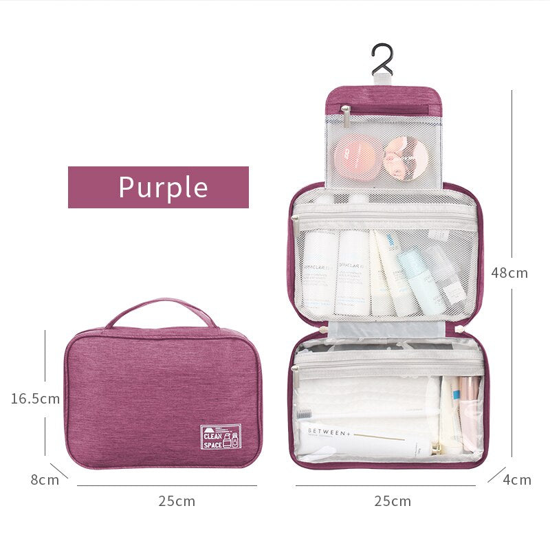 Travel Makeup Bag for Women Men PVC Waterproof Layer Makeup Organizer Male Cosmetic Bag Hanging Toiletries Storage Neceser Bag