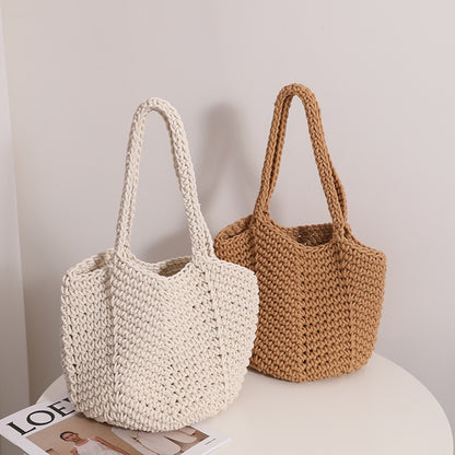 Women&#39;s Large Handbags Hollow Woven Knitted Designer Braid Bags Summer Fashion Female Shoulder Bags Beach Large Capacity Tote