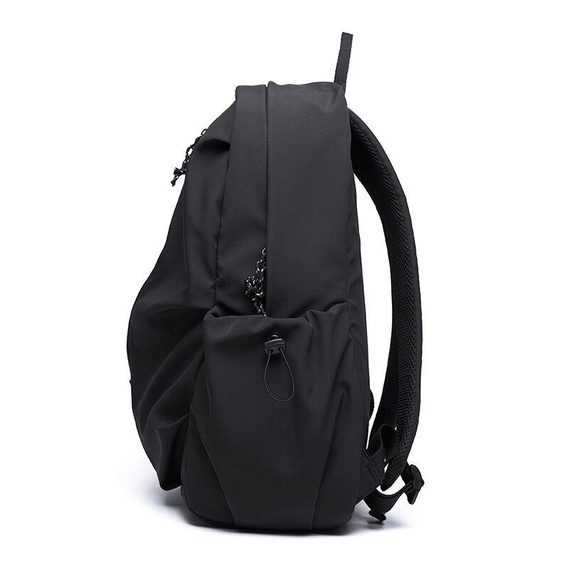 Large-capacity Simple Black Solid Color Backpack Student Waterproof School Bag Unisex Teenager Laptop Travel Daily Rucksack