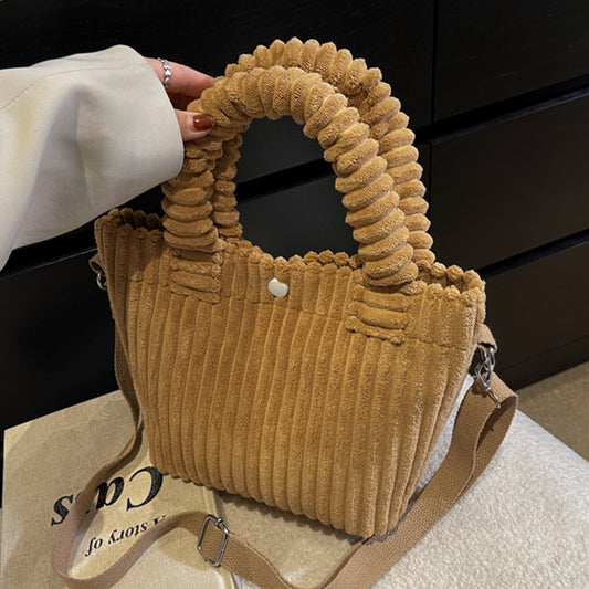 Women Shoulder Bags Solid Color Corduroy Shoulder Bag Autumn Winter Small Buckle Handbags Fashionable Decoration