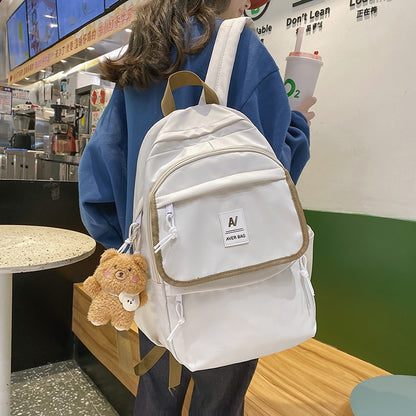 New College Women Waterproof Nylon Backpack Female Large Capacity Travel Bag Korean Vintage Girl Shoulder Bags Schoolbag Mochila