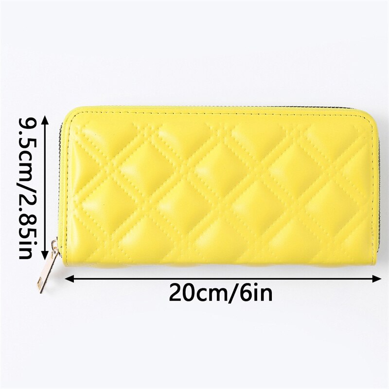 New Pu Leather Metal Zipper Premium Wallet Ladies Fashion Luxury Clutch Large Capacity Multi-card Solid Color Plaid Storage Bag