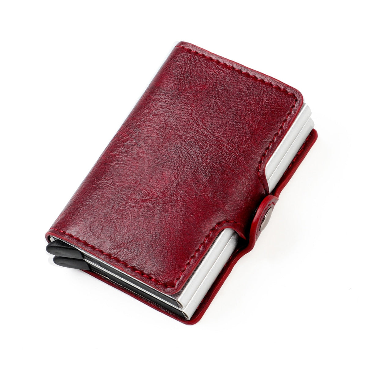 New Men Rfid Anti-theft Card Holders Women Genuine Leather Wallets Large Capacity Business Card Case Portable Double Layer Purse