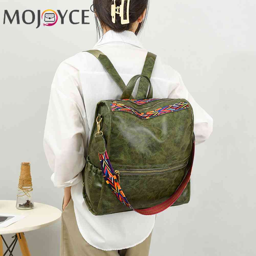 Fashion Backpack for Women Teenage Retro PU Large Capacity College School Bags for Women Students Shopping Travel