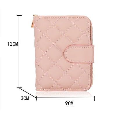 Geestock Fashion Organ Card Holder Wallets for Women Lingge Short    Purse Simple Generous Ladies Zipper Wallet Credit Holders