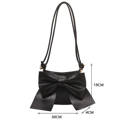 Big Bow-knot Shoulder Bags Leather Women Handbag Pure Color Travel Party Clutch for Women Outdoor Shopping Traveling