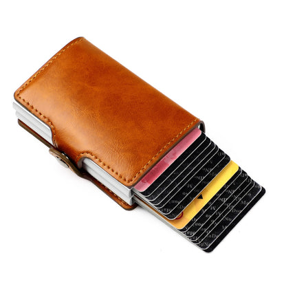 New Men Rfid Anti-theft Card Holders Women Genuine Leather Wallets Large Capacity Business Card Case Portable Double Layer Purse