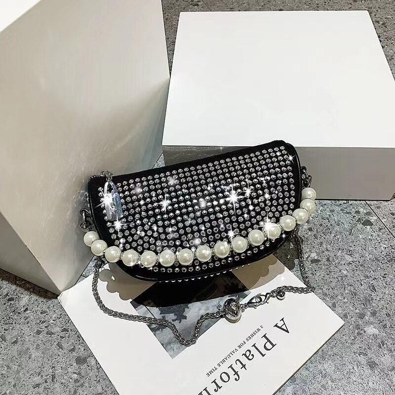 Summer Diamonds Waist Bag Fashion Pearl Chain Women&#39;s Belt Bag Luxury Shoulder Crossody Bag Chest Purse Fanny Packs