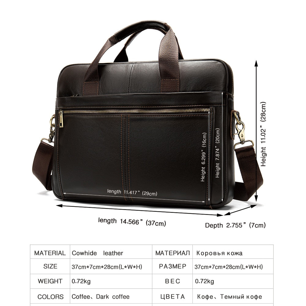 WESTAL Men&#39;s Briefcases Messenger Bag Men&#39;s Genuine Leather 14&#39;&#39; Laptop Bag Man Leather Office Business Bags for Document 8572