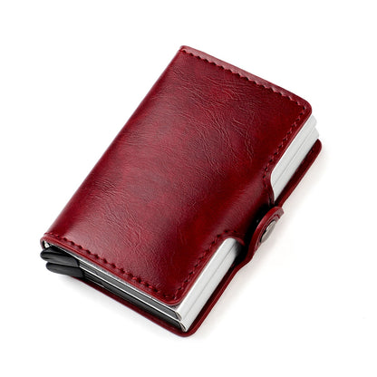 New Men Rfid Anti-theft Card Holders Women Genuine Leather Wallets Large Capacity Business Card Case Portable Double Layer Purse