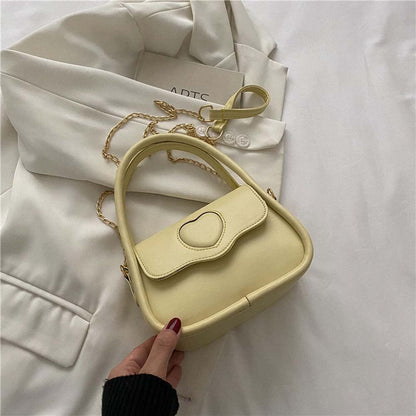 Stylish Women Pure Love Heart Clutch Handbag Ladies Casual PU Leather Shoulder Bag Chic Crossbody Bag for Ladies