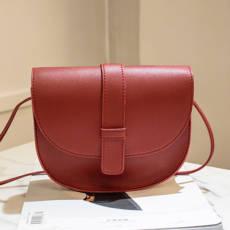 Fashion Simple PU Leather Crossbody Bag For Women Solid Shell Color Shoulder Messenger Bag Lady Belt buckle Travel Small Bag