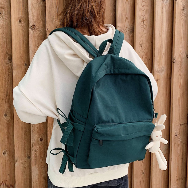 Outdoor Travel Nylon School Backpack Women&#39;s Backpacks for Teenagers Girl Large Capacity Women Bag Solid Color Schoolbag Mochila