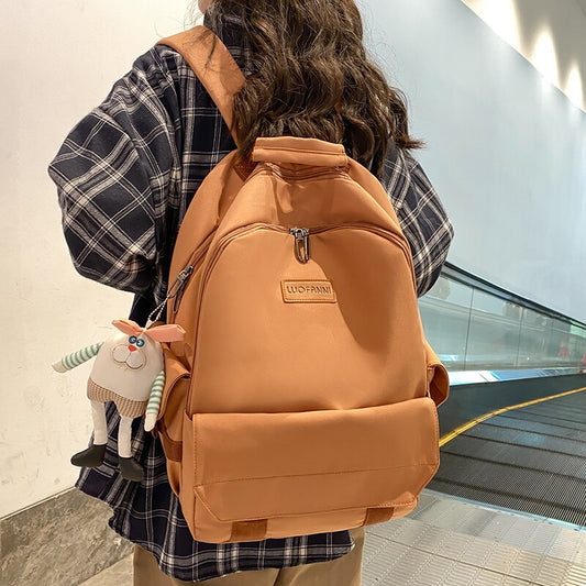 SEETIC Fashion Women School Backpacks Solid Color Famale Backpack Waterproof Nylon Student Backpack Women Casual Schoolbag