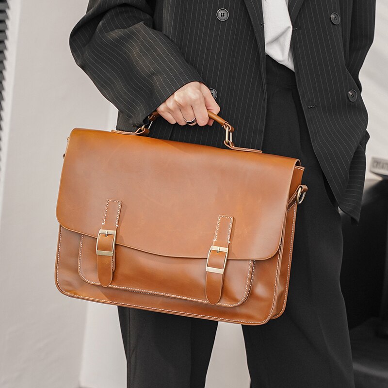 Brand Men Cambridge Bag High Quality Leather Shoulder Crossbody Bag Student Satchels Male Business Laptop Briefcase Handbag