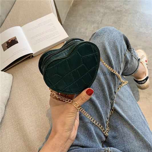 MBTI Vintage Heart Shaped Women Shoulder Bag Fashion Ladies Crossbody Mini Lipstick Bags French Style Solid PU Sac A Main Femme