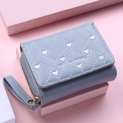 Cute Leather Small Wallet Women Luxury Brands Mini Purse Luxury New Heart Short Pink Wallets for Teen Girls Kids Christmas Gift