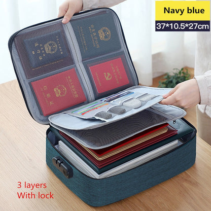 Large Briefcase Document Storage Bag File Folder Passport Official Seal Organizer Essential Oil Pouch Travel Case Accessories