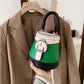 Vintage PuLeather Bucket Bag for Women High Quality Contrasting Colors Handbag High Quality Luxury Shoulder Crossbody Bag Female