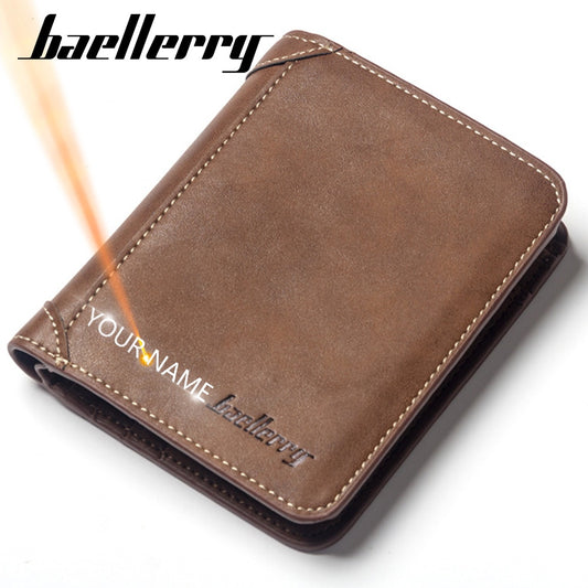 Baellerry Classic Men Wallets Name Customized Card Holder Short Male Purse Fashion High Quality PU Leather Wallet For Men