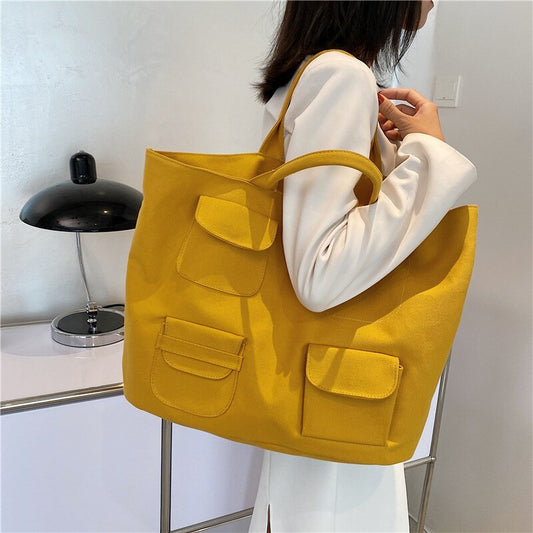 Canvas Messenger Shoulder Bags for Women Large Capacity Spring Summer Solid Color Woman Crossbody Bag Casual Ladies Big Handbag