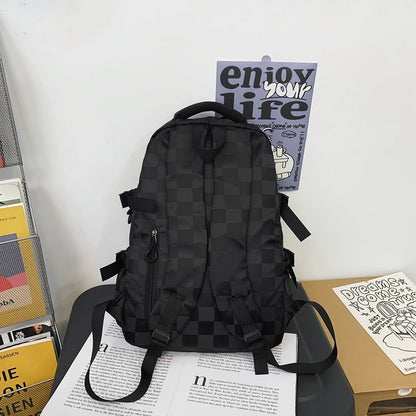 Girls Boy Plaid Laptop College Backpack Men Lady High Capacity Travel Nylon Leisure Bag Women School Fashion Female Male BookBag