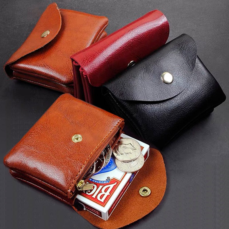 PU Leather Wallet Men Solitaire Storage Bag Double Layer ID Credit Card Holders Coin Purse Pouch Women Wallets Business Purses