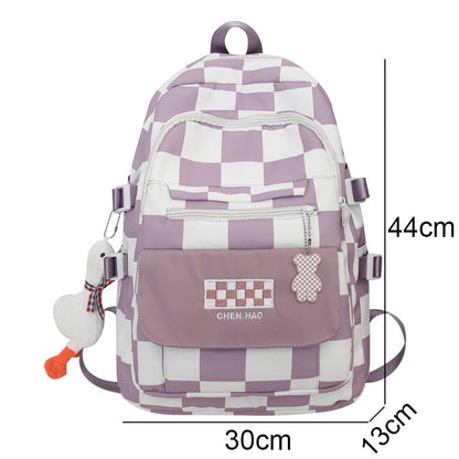 Fashion Female Waterproof Laptop Plaid Student Bag Lady College Backpack Cool Girl Travel Book Backpack Women Lattice School Bag