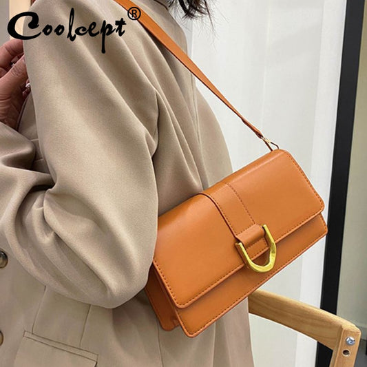 Coolcept Designer Women Armpit Pu Leather Fashion Women Shoulder Bag Luxury Metal Decoration Quality Women Daily Handbag