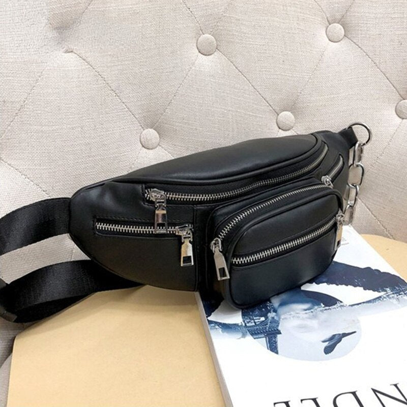 Casual Messenger Bag Fashion Women Waist Bag Chest Pack Bag Crossbody Sling Bag Purse PU Leather Handbags  Belt Bag