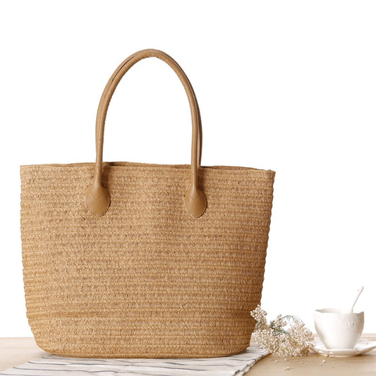 Straw Large Capacity Women&#39;s Shoulder Bags Casual Simple Style Handbags Summer Handmade Tote Beach Weaving Ladies Crossbody Bag