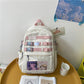 Transparent Pocket Nylon Women Backpack Fashionable Girl Buckled Travel Bag Female Cool Back Pack Student Lady Schoolbag Bookbag